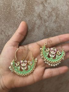 Beautiful Green Enamel Earrings