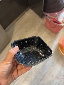 Set of Black Speckled Square Bowls &amp; Spoons