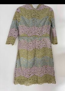 Chic Lace Striped Mini Dress