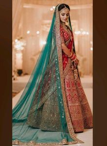 Beautiful Teal Dupatta with Embellished Border