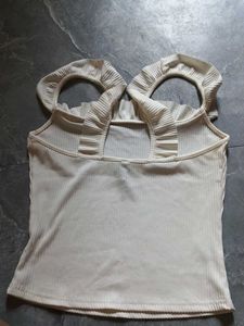 Ruffle Trim Ribbed Tank Top