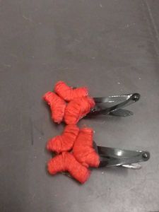 Cute Red Flower Hair Clip set of 2