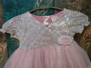 Girls Pink Sequin Party Frock with Tutu Skirt