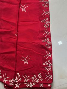 Elegant Red Embroidered Saree