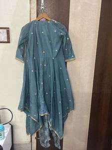 Bluish Grey Info-western Jumpsuit