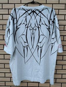 Unisex Down_shoulder Graphic Print White T-S