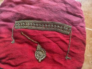 Stunning Oxidized golden Choker with Maang Tikka