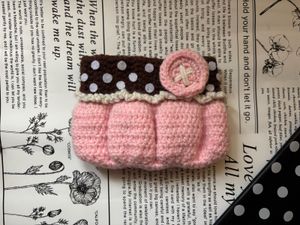 coquette y2k polka dot button pouch (crocheted)