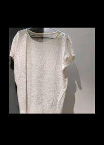 Cream Textured Short Sleeve Top