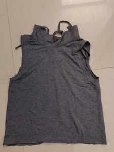 Grey Sleeveless Mock Neck Top