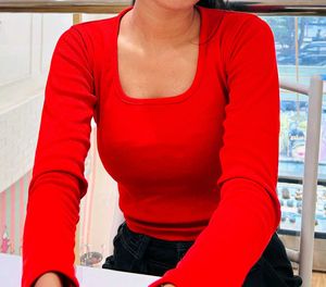 Red Long Sleeve Top