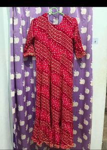 Beautiful Red Bandhani long Kurta