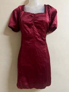 Pintrest Marron Party Wear One Piece With Bow