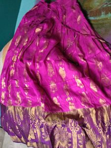Vibrant Pink & Gold Lehenga Skirt