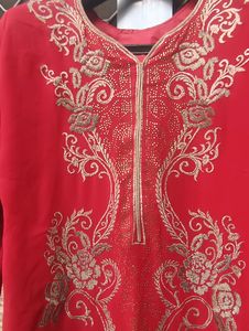 Beautiful Red Kurti With Lahanga And Dupatta