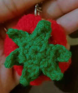 Red Rose Crochet Keychain