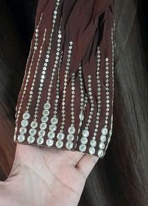 Brown Embellished Kurta