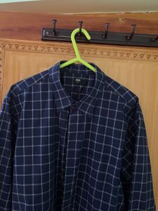 Uniqlo Navy Blue Checked Shirt