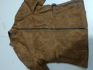 Brown Faux Suede Moto Jacket