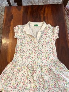 Cute Floral Print Polo Dress