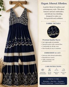 Navy Blue Embroidered Anarkali Gown