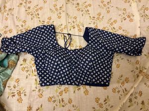 Navy Blue Embroidered Blouse