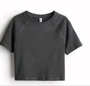 Dark Grey Basic Crop T-Shirt