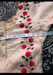 Cream Kurta Set with Red Embroidery