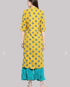 Floral Print Yellow Kurta