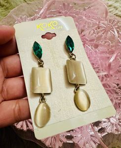 Set of 5 Vintage Boho Square Gemstone Earrings