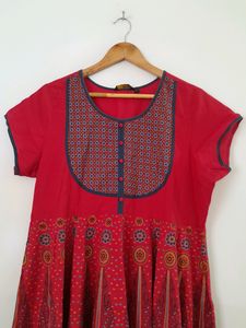 Red Printed Kurta (Women's)