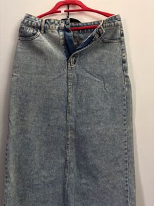 Acid Wash Denim Maxi Skirt