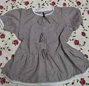 FREE DELIVERY 🤎 Charming Gingham ribbon Top