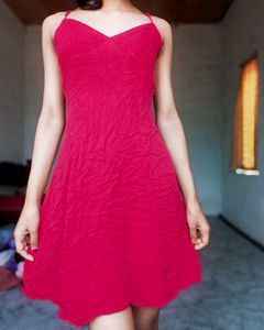 Vibrant Red Spaghetti Strap Mini Dress