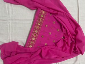 Pink Embellished Dress Material