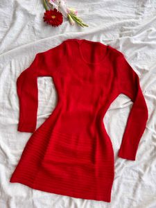 Red Knit Long Top/ Dress