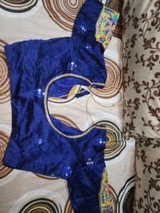 Embroidered Blue Silk Blouse
