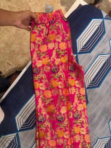 Vibrant Pink Brocade Palazzos