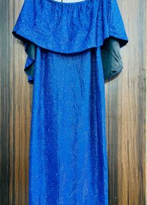 Sparkly Blue Off-Shoulder Gown