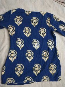 Blue Kurta with Floral Print
