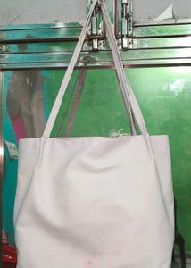 Cute White Tote Bag with Pink Bow