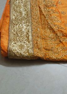 Elegant Orange Embellished Saree