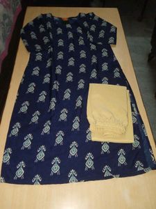 Navy Blue Printed Kurta