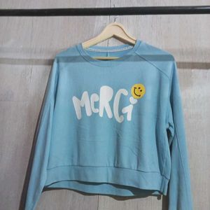 Cute Light Blue Cropped Sweatshirt