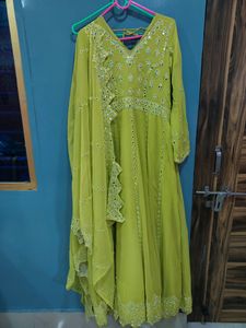 Real Mirror Work Beautiful Gown With Dupatta