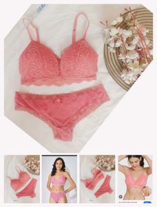 Peach Lace Bra and Panty Set