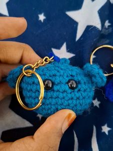 Handmade Blue Crochet Keychain