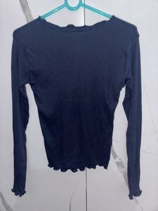Ribbed Quarter Zip Long Sleeve Tops