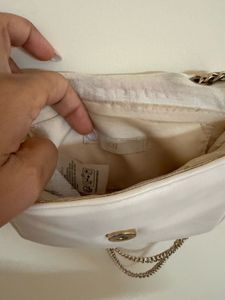 Stylish Cream Chain Shoulder Bag