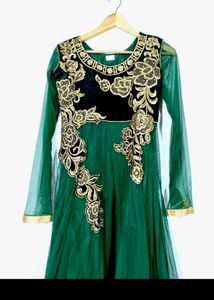 Elegant Green &amp; Gold Indian Dress